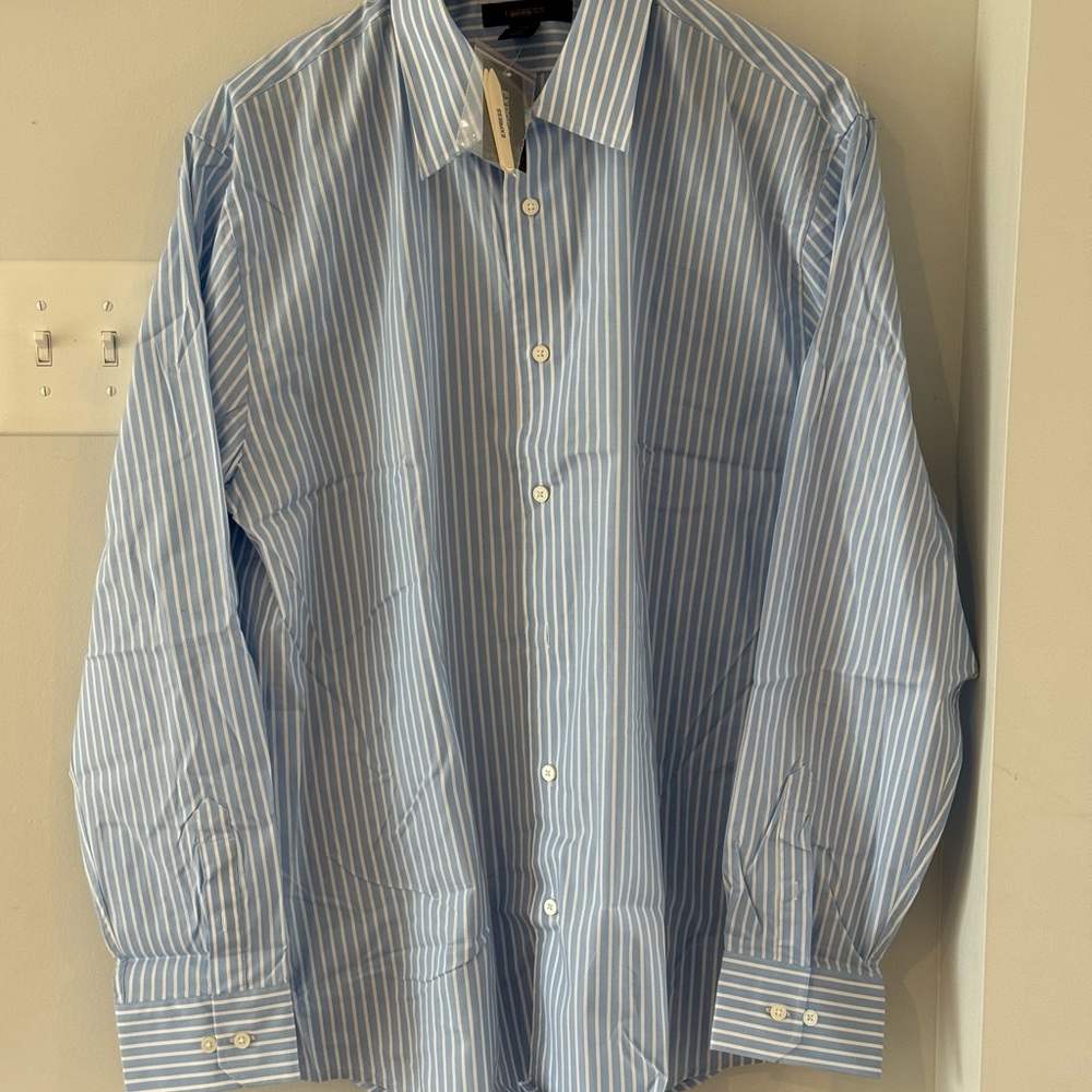 Express Light Blue Striped Button Down Shirt
